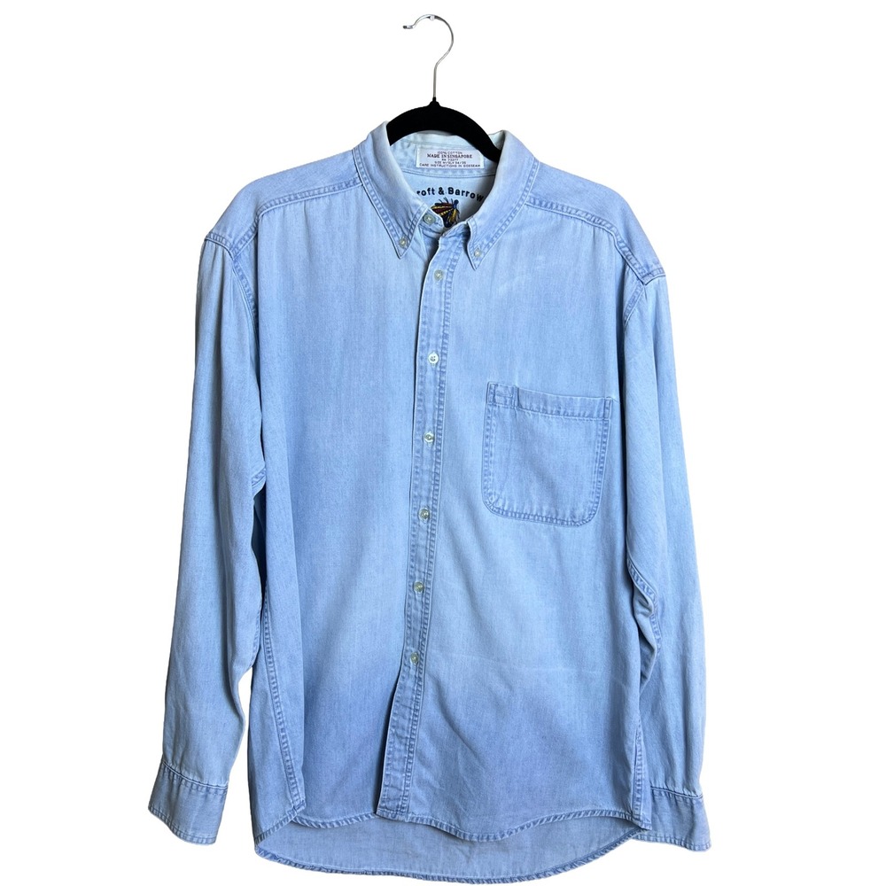 Vintage Croft & Barrow Denim Button Down Shirt Men's M Light Wash Normcore M